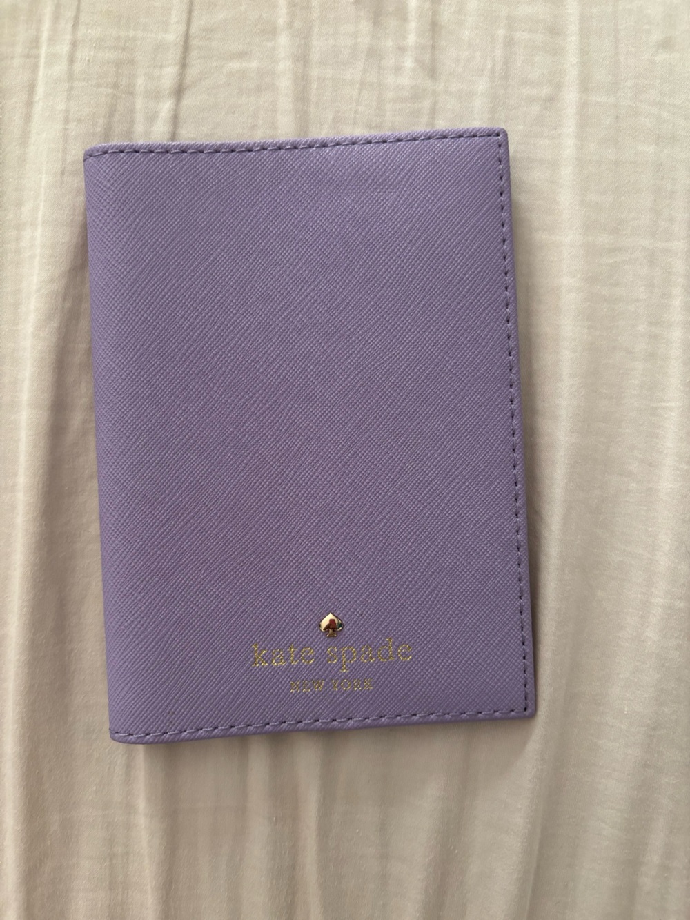 kate spade Lavender Textured Passport Wallet with Gold Logo
